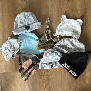 Assorted Baby hats Set - Gray, Blue, Camouflage, Black & more!